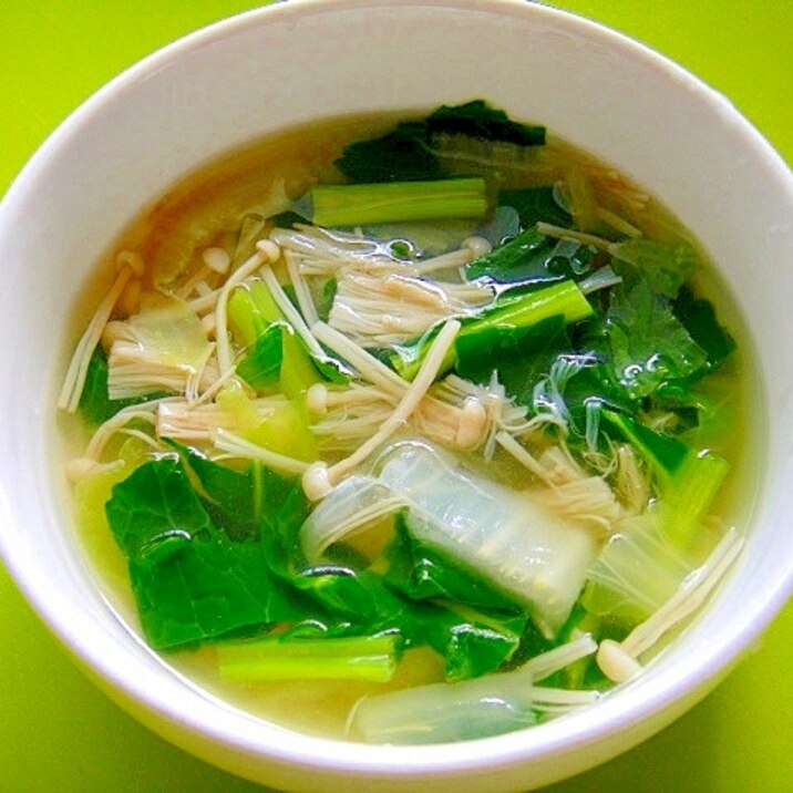 白菜とかき菜えのきのスープ